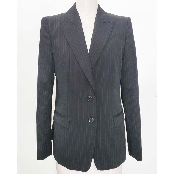 Hugo Boss Women's 2 Piece Black Pin Stripe Business Pant Power Suit Blazer 12 - Picture 6 of 15